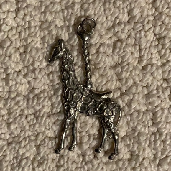 Maurice Milleur Carousel Giraffe Ornament Pendant Silver-Tone Metal Hand Crafted - Picture 2 of 7
